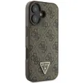 GUESS iPhone 16 Guess 4G Strass Triangle Metal Logo Cover med Crossbody Rem - Brun