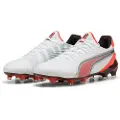 Puma KING ULTIMATE FG/AG Football Boots Unisex, Shoes, White/Silver/Glowing Red, 44.5