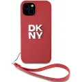 DKNY Pu Leather Stack Logo Wrist Strap Iphone 13 Telefon Etui