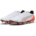 Puma KING PRO FG/AG Football Boots Unisex, Shoes, White/Silver/Glowing Red, 42.5