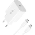 Tech-Protect NC20W USB-C-oplader med Type-C-kabel - hvid