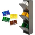 Wellhome Metalaffalds- Og Genbrugsbeholder Med + 4 Magnetiske Etiketter 51l 3 Rum