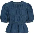 Vila Viheidi Denim Top Med Korte Ærmer