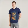 G-Star G-Startil mænd. D25014-336-1822 T-shirt malet blå (S), Casual, Korte ærmer, Økologisk bomuld, Bæredygtig