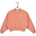 Nike Sportswear Club Fleece-sweatshirt med firkantet pasform og rund hals til piger - Orange
