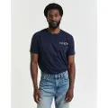 Gant Ganttil mænd. 2044017 T-shirt med grafisk navyprint (XS), Casual, Bomuld, Korte ærmer, Blå