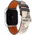 Mtp Products Apple Watch Series 11/10/9/8/SE 3/SE (2022)/7/SE/6/5/4/3/2/1 Pattern Læderrem - 42mm/41mm/40mm/38mm - Sort