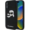Karl Lagerfeld iPhone 16 Plus Karl Lagerfeld Double Heads MagSafe cover i flydende silikone - Sort