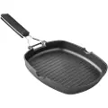 Supreme Grill I Støbt Aluminium Med Sammenklappeligt Xylanstribet Håndtag 28 Cm