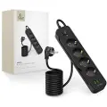 TechProtection PCL4X3 Strømstik - 4 stik med 2 USB-A og 1 USB-C, 200cm kabel - Sort