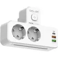 Beline Power Strip med LED-baggrundsbelysning - 2x USB-A, USB-C, 2x AC - Hvid