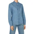 Pepe Jeans Pepe Jeanstil kvinder. PL3051203V3 Bluse Regular blå (L), Casual, Bomuld, Lange ærmer