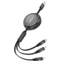 Foneng 3in1 udtrækkeligt USB-kabel - USB til MicroUSB/USB-C/Lightning