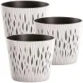 Wellhome Sandfarvet Rund Plastikpotte 22.5x19.2 Cm 3 Enheder