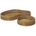Ferm Living Serveringsbakke ISOLA, sæt med 2 stk, naturlig, rattan, fast LIVING