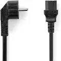 Nedis Cegl10015bk100 Strømkabel Power M-iec-320-c13 Vinklet Nikkelbelagt 10 M