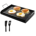Vevor Kulstofstålgrill, 24x16 tommer universal flad rektangulær plade, gasgrillgrill til BBQ-grill, Teppanyaki, bærbart familiekøkkengrej med håndtag, til camping, tailgate-fest