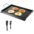 Vevor Kulstofstålgrill, 24x16 tommer universal flad rektangulær plade, gasgrillgrill til BBQ-grill, Teppanyaki, bærbart familiekøkkengrej med håndtag, til camping, tailgate-fest