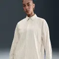 Nike Oversized Nike Sportswear Chill Poplin-trøje med knaplukning og striber til kvinder - grå