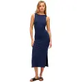 Superdry Superdrytil kvinder. W8011951A Midikjole med flettet navy-jersey på ryggen (S), Casual, Bomuld, Uden ærmer/stropper, Blå