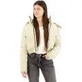 Superdry Superdrytil kvinder. W5011682A Kort jakke med hætte Fuji beige (L), Casual, Bæredygtig, Genanvendt nylon