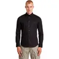 G-Star G-Startil mænd. D19088-2202-6484 Slim fit skjorte sort (XXL), Casual, Bomuld, Lange ærmer