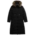 Superdry Superdrytil kvinder. W5012001A Fuji faux fur longline frakke sort (S), Casual, Polyester