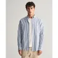 Gant Ganttil mænd. 3240060 Regular Fit blåstribet skjorte i hør og bomuld (3XL), Casual, Lange ærmer