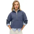 Superdry Superdrytil kvinder. W2012312A Sweatshirt med halv lynlås og essentielt logo, blå (L), Casual, Bomuld