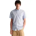 Gant Ganttil mænd. 3000101 Regular Fit kortærmet skjorte i blå poplin (S), Casual, Bomuld, Korte ærmer