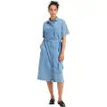 Dockers Button Front Kortærmet Midi-kjole