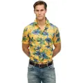 Superdry Superdrytil mænd. M4010947A Skjorte med hawaii-print, gul (XL), Casual, Modal, Korte ærmer