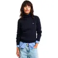Gant Ganttil kvinder. 4800102 Eights strikket pullover med svanehals i marineblå stretchbomuld (XS), Casual