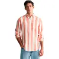 Gant Ganttil mænd. 3240080 Regular Fit stribet hørskjorte Orange (XL), Casual, Linned, Lange ærmer
