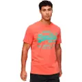 Superdry Superdrytil mænd. M1011859A Fluorescerende T-shirt med koralfarvet Vintage-logo (XXL), Casual, Bomuld, Korte ærmer