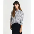 Gant Ganttil kvinder. 4300239 Relaxed Fit klassisk navy-stribet poplin-skjorte (40), Casual, Bomuld, Lange ærmer, Blå