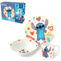 Stor Stitch Aloha Keramisk Skål Tallerken Og Krus Sæt Frokostpose