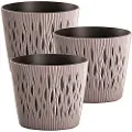 Wellhome Sandfarvet Rund Plastikpotte 22.5x19.2 Cm 3 Enheder