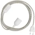 Creative Cables Snakebis Twisted E27 Kabelsæt Med Lampesokkel. Stofbetrukket Kabel Og 2-benet Stik 3 M