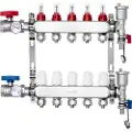 Vevor 5-grenet strålevarmemanifold, 1/2" PEX-rørmanifold, PEX-manifold i rustfrit stål til vandbaseret gulvvarme, strålevarme PEX-manifoldsæt med 1/2" adaptere inkluderet