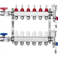 Vevor 6-grenet strålevarmemanifold, 1/2" PEX-slangemanifold, PEX-manifold i rustfrit stål til vandbaseret gulvvarme, strålevarme PEX-manifoldsæt med 1/2" adaptere inkluderet