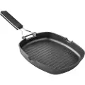 Supreme Grill I Støbt Aluminium Med Sammenklappeligt Håndtag I Stribet Xylan 20 Cm