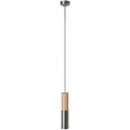 Creative Cables Pendellampe Med Tekstilkabel Og Dobbelt Tub-e14-lampe I Træ Og Metal