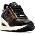 Xti Xtitil kvinder. 14437801-LEOPARDO Træningssko 144378 sort (38), 3-5 cm, Lynlås, Casual, Dyreprint