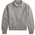 Ralph Lauren Polo Ralph Laurentil kvinder. 211971701004 Fleecepullover med kort, grå lynlås (XS), Casual, Bomuld