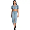 LOIS Jeans Lois Jeanstil kvinder. 411482610 Denimnederdel med blå plastronlommer (26), Casual, Bomuld, Polyester