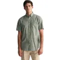 Gant Ganttil mænd. 3240101 Regular Fit kortærmet skjorte i bomuld og hør grøn (S), Casual, Korte ærmer
