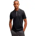 Hugo Boss BOSStil mænd. 50533272 Paule Interlock polo shirt sort (L), Casual, Bomuld, Korte ærmer