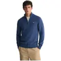 Gant Ganttil mænd. 8030170 Pullover med halv lynlås Casual navy (5XL), Bomuld, Lange ærmer, Blå