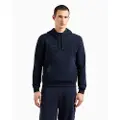 Emporio Armani EA7til mænd. 7M000152_AF10432 Logo Series hættetrøje i økologisk bomuld i marineblå og hvid (M), Casual, Sport, Multisport